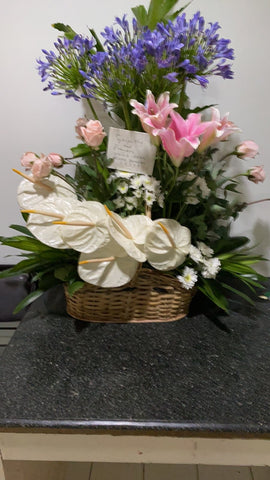 ANTHURIUMS AND STARGAZER WITH AGAPHANTUS